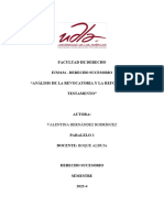 Análisis de La Revocatoria y La Reforma Del Testamento