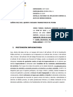 Modelo de Recurso de Apelacion Contra El Auto de Improcedencia Pese A Ser Obrero