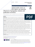 Exploring Why Global Health Needs Are Unmet by Research Efforts: The Potential Influences of Geography, Industry and Publication Incentives