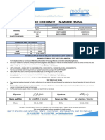 Certificate of Conformity Number # 285058A: Contaminant