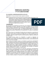 Ordenanza Municipal #013-2023 Restriccion de Transito