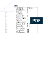 Project 2 3. Survey of Technologies 3 4. System Requirements 4 5. Source Code 5-8 6. Execution Screenshots 8-11 7. Conclusion 12 8. Bibliography 13