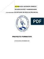 1dic2022 - Proyecto Formativo Del Programa de Estudio de Educación Inicial Al 01 Diciembre 2022