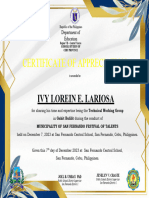 Certificate of Appreciation As Judge Fot