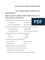 Biology Model Exam 2016