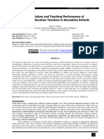 Work Values and Teaching Performance of Physical Education Teachers in Secondary Schools of Central Area Districts, Division of Northern Samar