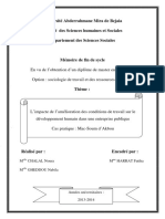 L'Impact de L'amelioration Des Conditions de Travail Sur Le Developpement Humain Dans Une Entreprise Publique