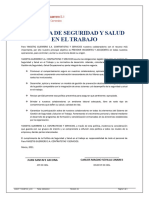 Política de Seguridad y Salud en El Trabajo