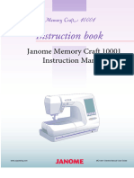 Janome Memory Craft 10001 Sewing Machine Instruction Manual