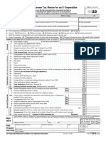 U.S. Income Tax Return For An S Corporation: For Calendar Year 2023 or Tax Year Beginning, 2023, Ending, 20