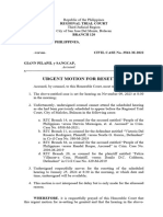 Urgent Motion For Resetting (PP vs. Gian Pilapil Crim. Case No. 3561-M-2022)