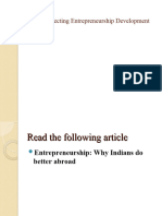 Factors Affecting Entrepreneurship Development