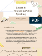 ENG 10 Q2 Lesson 8 Techniques in Public Speaking