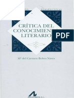 Critica Del Conocimiento Literario Boves