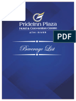 Prideinn Plaza Beverage Menu