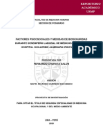 Factores Psicosociales y Medidas de Bioseguridad Durante Desempeño Laboral de Médicos Residentes