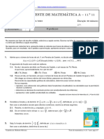 2.º Teste de Matemática A 11.º 11: 1.º Período 07/12/2023 Duração: 90 Minutos Nome: N.º: Classificação: O Professor