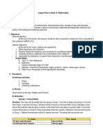 Lesson Plan in Mathematics 8 2nd Quarter