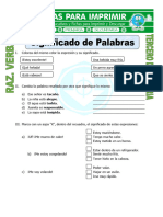 Ficha Significado de Palabras para Tercero de Primaria