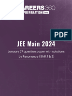 JEE Main 2024 January 27 Question Paper With Solutions by KOAQEaT