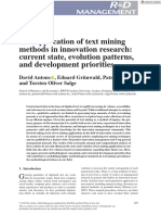 R D Management - 2020 - Antons - The Application of Text Mining Methods in Innovation Research Current State Evolution