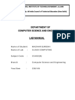 Cloud Computing - CS 802 (B) Lab Manual - SS