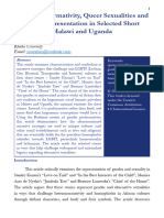 Gender Performativity, Queer Sexualities and Fictional Representation in Selected Short Stories From Malawi and Uganda by Ben de Souza