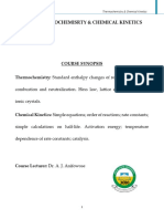 CHM 101 Lecture Note On Thermo Chemical Kinetics