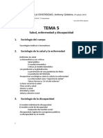 Tema 5 SOCIOLOGÍA de LA DIVERSIDAD Salud, Enfermedad y Discapacidad, Anthony Giddens, 8 Edicion 2018