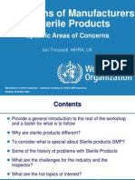 Specific Areas of Concerns: Inspections of Manufacturers of Sterile Products