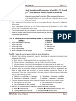 G-10 Biology, 3rd Work Sheet On Nervous System