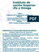 Origenes de La Educacion Publica en Mexico