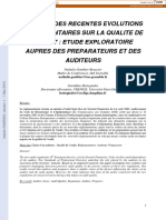 L'Impact Des Recentes Evolutions Reglementaires Sur La Qualite de L'Audit: Etude Exploratoire Aupres Des Preparateurs Et Des Auditeurs