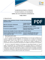 Syllabus de Curso Fundamentos de Matemáticas