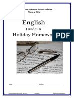 English Holiday Homework Grade IX Paper 1