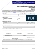 Notice of AddressChange of Address For An Alberta Society