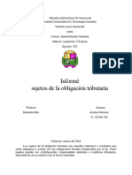 Informe Sujetos de La Obligacion Tributaria Andrea Legislacion Tributaria