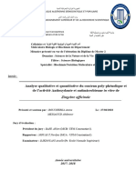 Analyse Qualitative Et Quantitative Du Contenu Poly-Phénolique Et de L'activité Antioxydante Et Antimicrobienne in Vitro de Zingebre Officinale