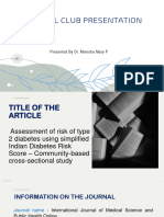 Journal Club Presentation - Cross Sectional Study