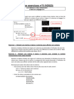 Fiche Exercices 5 - Les Tableaux À Deux Dimensions