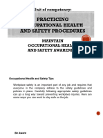 Maintain Occupational Health and Safety Awareness