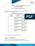 Tabla y Ejercicios 1,2,3 y 4 Calculo Diferencial