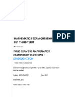 Mathematics Exam Questions For SS1 Third Term