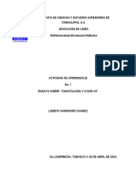 ACTIVIDAD DE APRENDIZAJE 1 Ensayo Sobre "Tanatología y COVID-19"