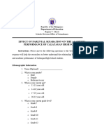 Effect of Parental Separation On The Academic Performance of Calatagan High School