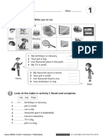 Guess What 3 BE Unit 1 Grammar Worksheet