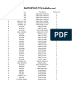 Spare Parts Retrun List of Garagebd