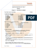 CBSE Class 7 Science Important Questions On Chapter 2-Nutrition in Animals