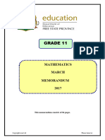 GR 11 Free State Maths Test March 2024 Memo