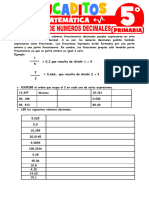 Ejercicios de Numeros Decimales para Quinto Grado de Primaria